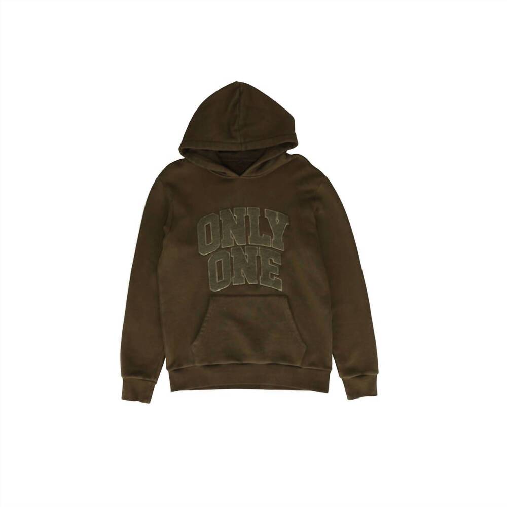 NEW ONLY ONE men's monochromatic chenille pullover hoodie in brown